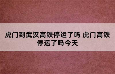 虎门到武汉高铁停运了吗 虎门高铁停运了吗今天